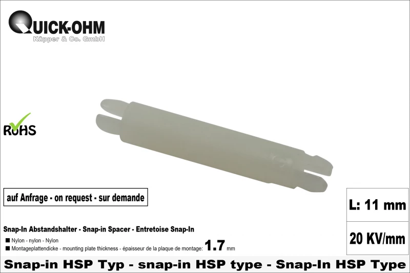 Snap-In en nylon HSP-11mm longeur