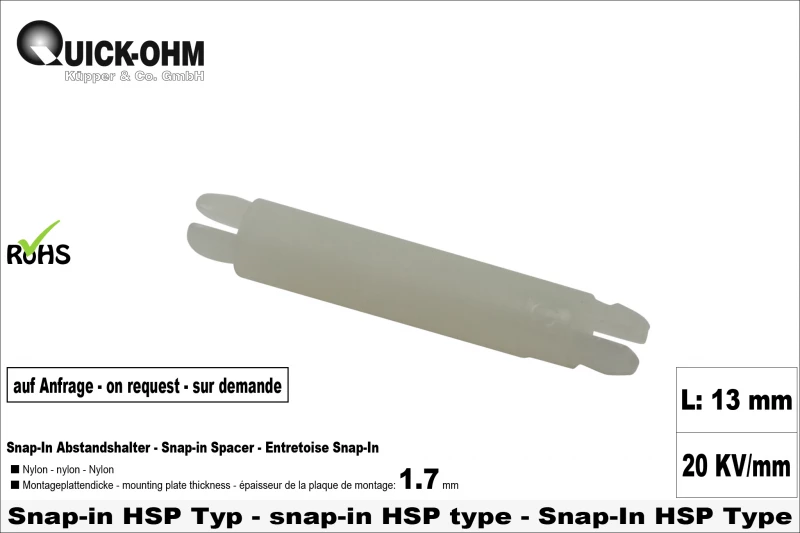 Snap-In en nylon HSP-13mm longeur