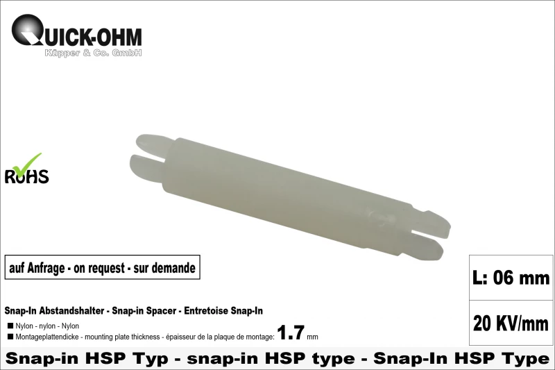 Snap-In en nylon HSP-06mm longeur
