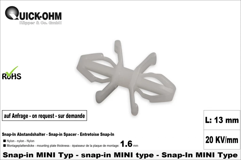 Snap-In en nylon Mini-13mm longeur