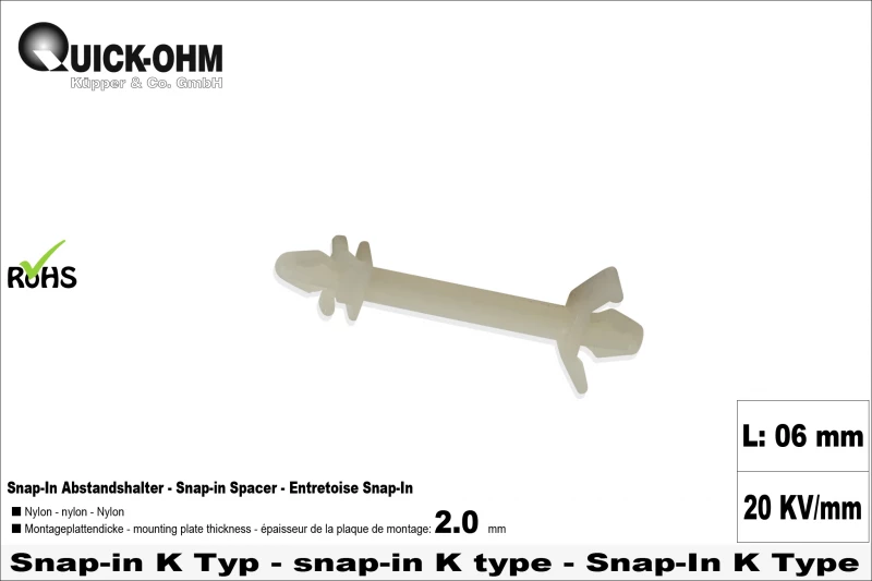 Nylon Snap-in K-Typ-Länge 06mm