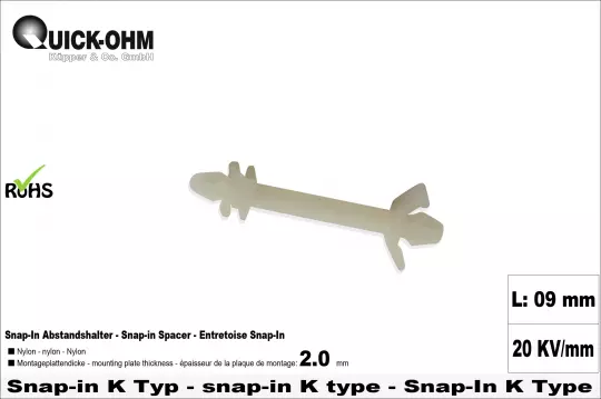 Nylon Snap-in K-Typ-Länge 09mm