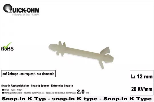 Nylon Snap-in K-Typ-Länge 12mm