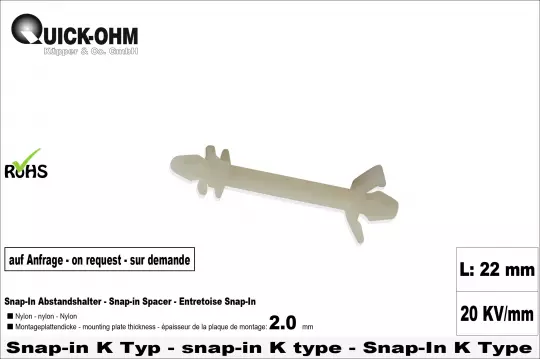Nylon Snap-in K-Typ-Länge 22mm