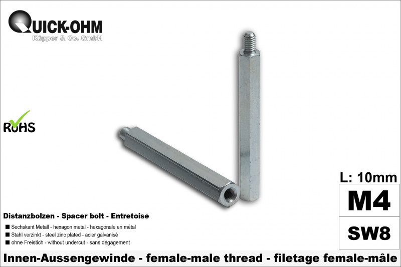 Sechskantbolzen Stahl verzinkt-Länge 10mm