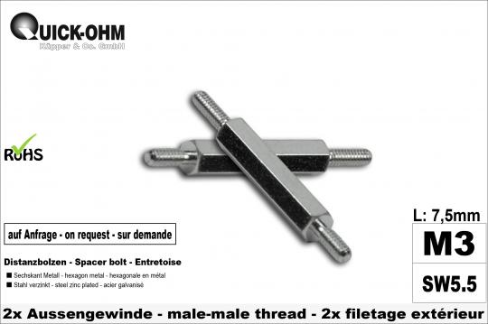Sechskantbolzen Stahl verzinkt-Länge 7,5mm