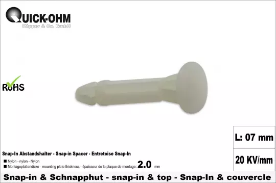 Snap-in mit Schnapphut-Länge 07mm