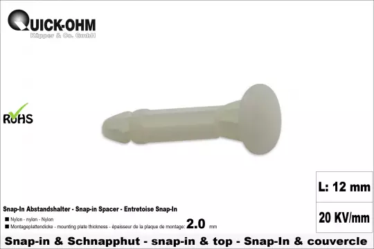 Snap-in mit Schnapphut-Länge 12mm