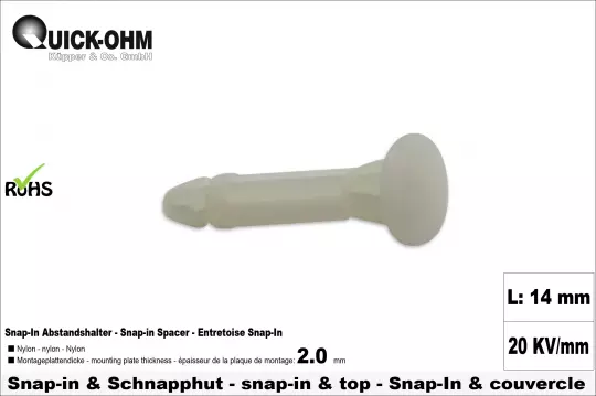 Snap-in mit Schnapphut-Länge 14mm